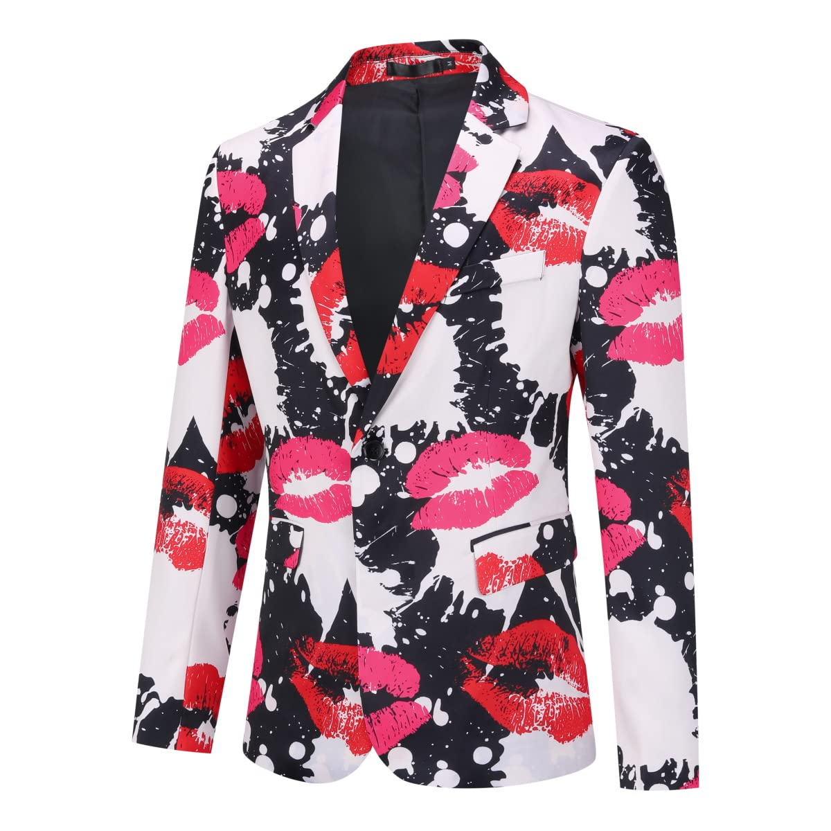 Floral 03 # Men's floral printed two-button casual blazer, single-breasted notch lapel sport coat with novelty floral pattern, cotton-polyester blend jacket for party, wedding, date and daily wear, isolated on white background.