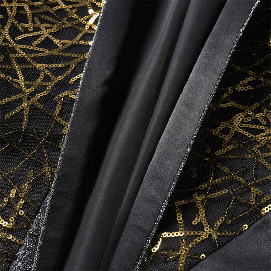 Gold # Men's sequined stand collar single-breasted blazer with 1-button closure, shiny gold sequin pattern sport coat jacket with 3D tailored fit for party, prom, wedding, stage performance and special occasions, isolated on white background.