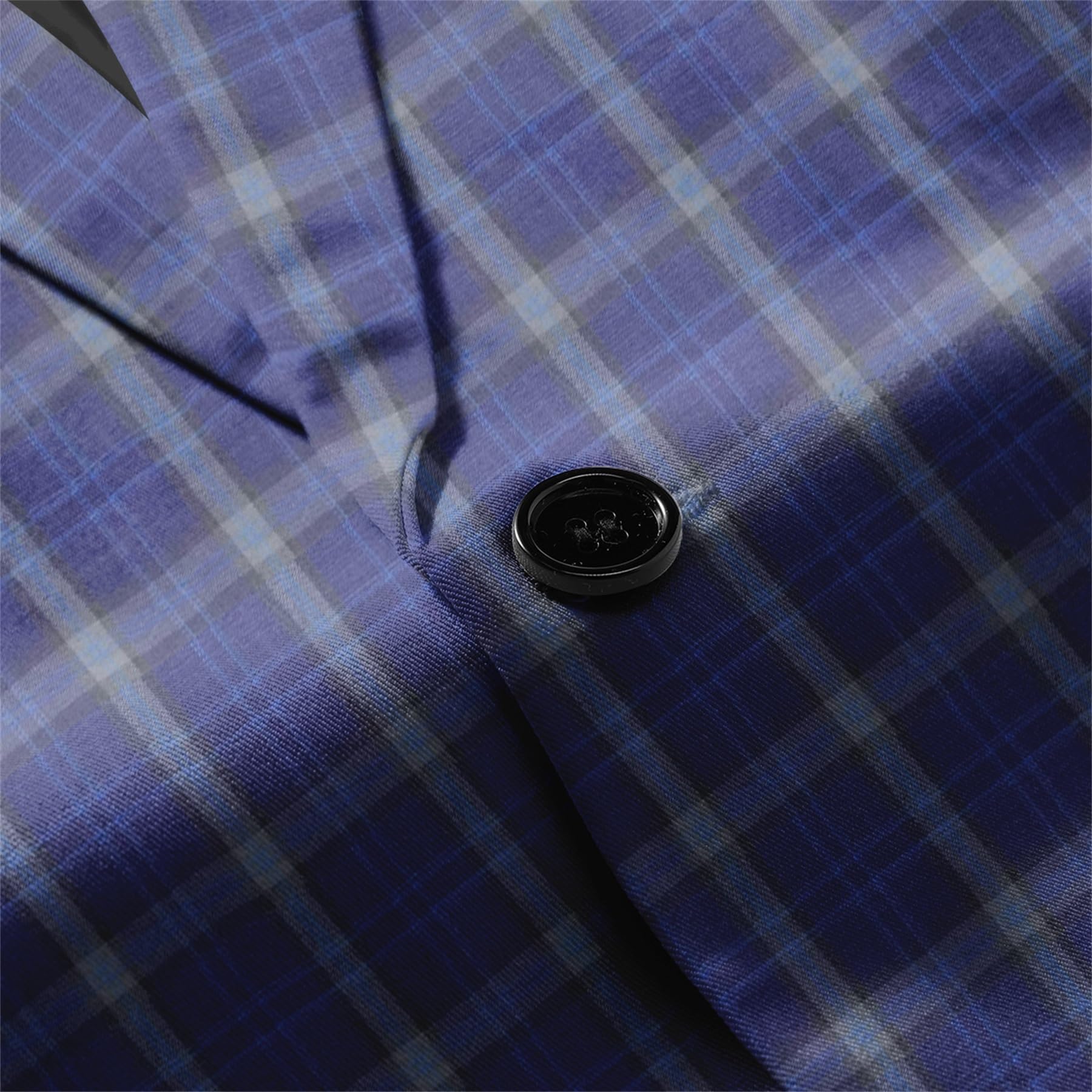 Dark Purple # Men's slim fit plaid suit blazer, 1-button single-breasted sport coat with notched lapel and back vent, stylish dark purple tweed checkered jacket for wedding, prom, business, party and daily wear, isolated on white background.