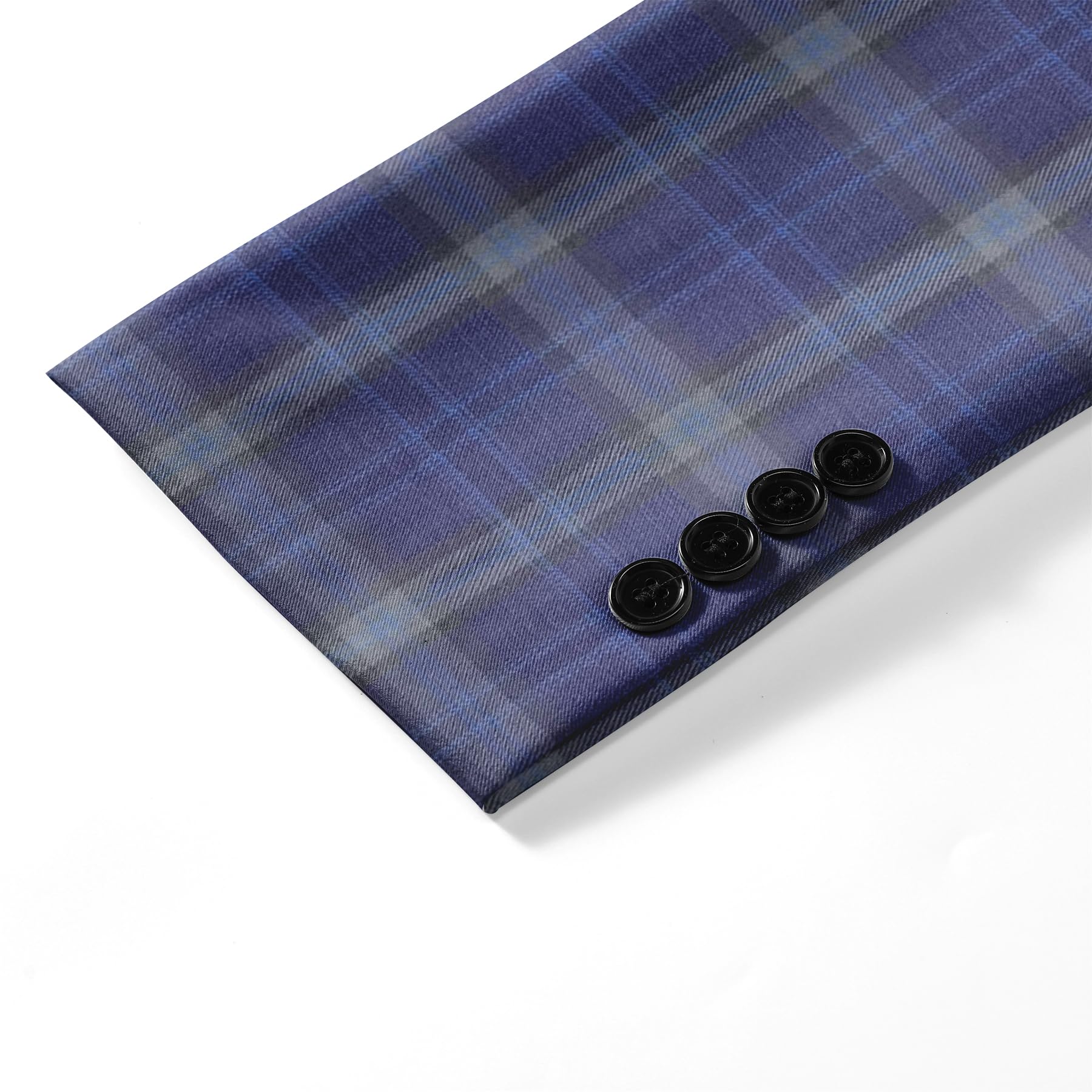 Dark Purple # Men's slim fit plaid suit blazer, 1-button single-breasted sport coat with notched lapel and back vent, stylish dark purple tweed checkered jacket for wedding, prom, business, party and daily wear, isolated on white background.
