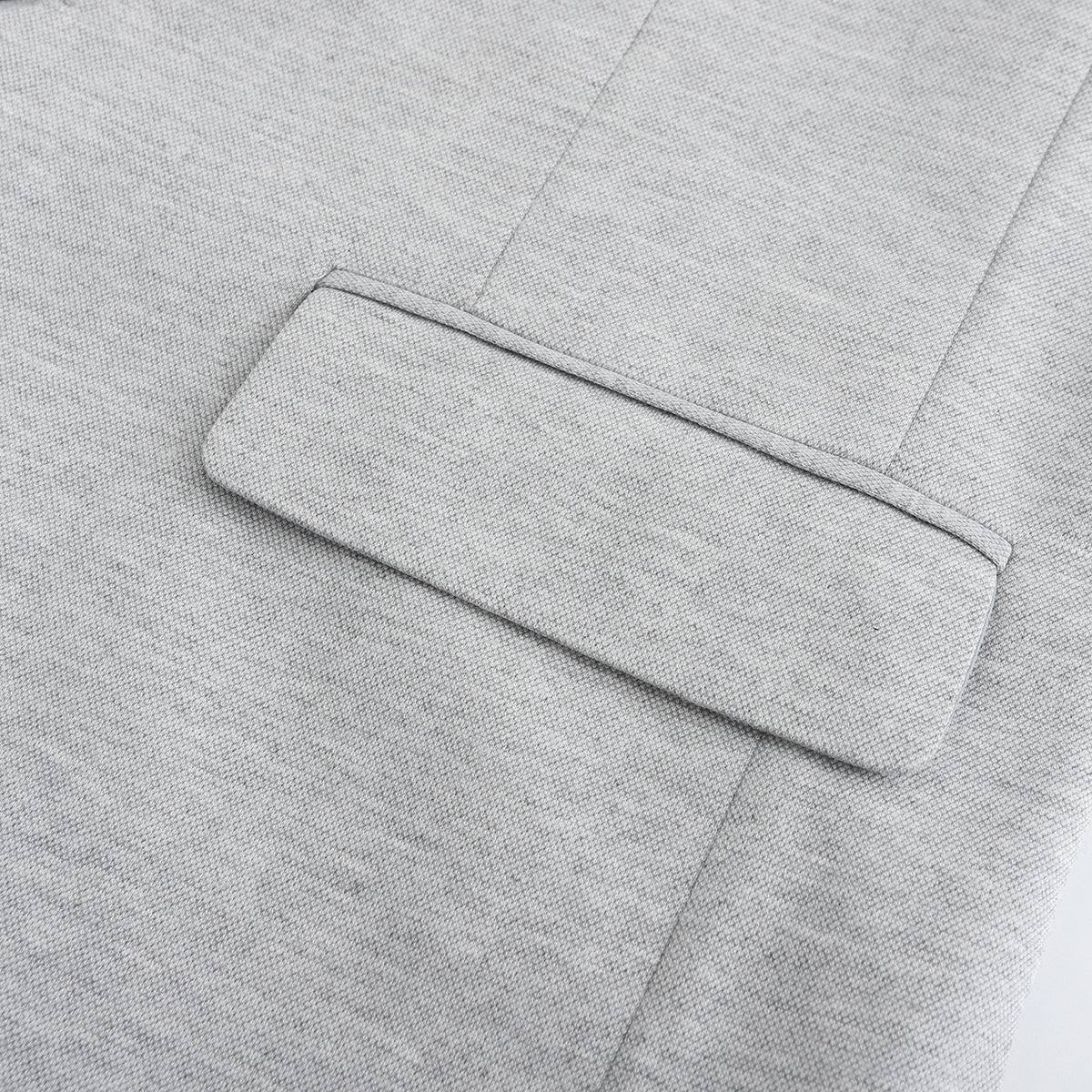 Grey # Men's slim fit one-button casual blazer with notched lapel and single-breasted closure, classic grey sport coat jacket with center vent and flap pockets for business, office, daily wear and social events, isolated on white background.