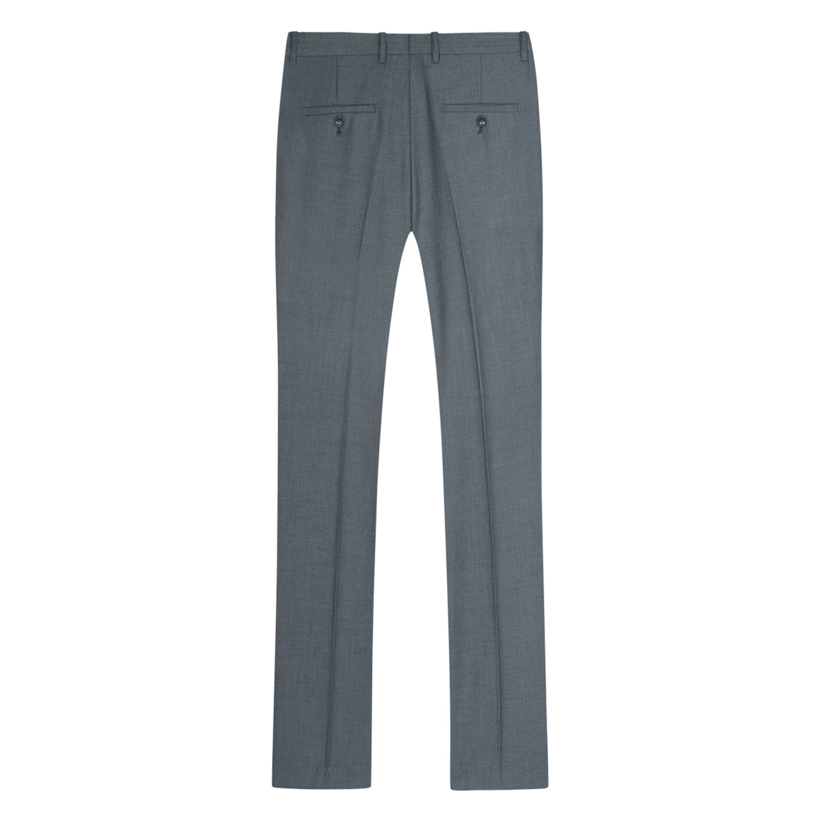 Light Grey # Men's classic slim fit stretch flat front dress pants with extended waist strap and slanted side pockets, comfortable polyester viscose blend slacks for business, office, wedding and daily wear, isolated on white background.