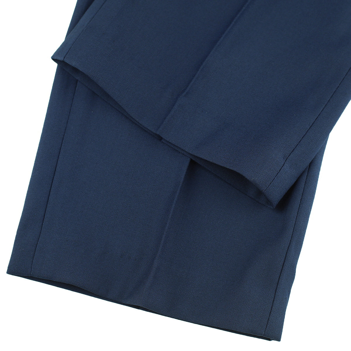 Navy # Men's classic slim fit stretch flat front dress pants with extended waist strap and slanted side pockets, comfortable polyester viscose blend slacks for business, office, wedding and daily wear, isolated on white background.