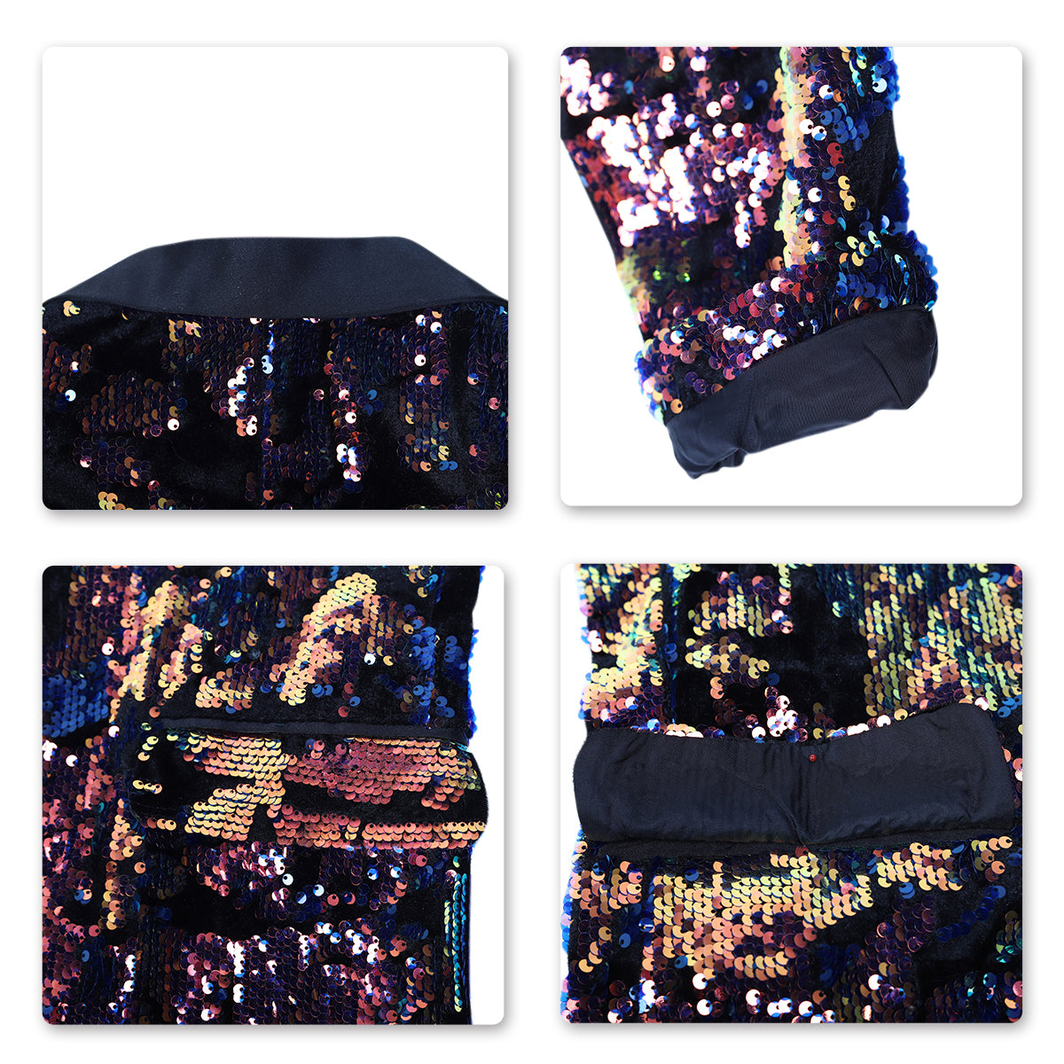 Converted # Men's slim fit sequin party blazer with notched lapel and single-breasted button closure, converted color sparkle jacket with round sequin decoration and fully lined interior for prom, wedding, banquet and celebration, isolated on white background.