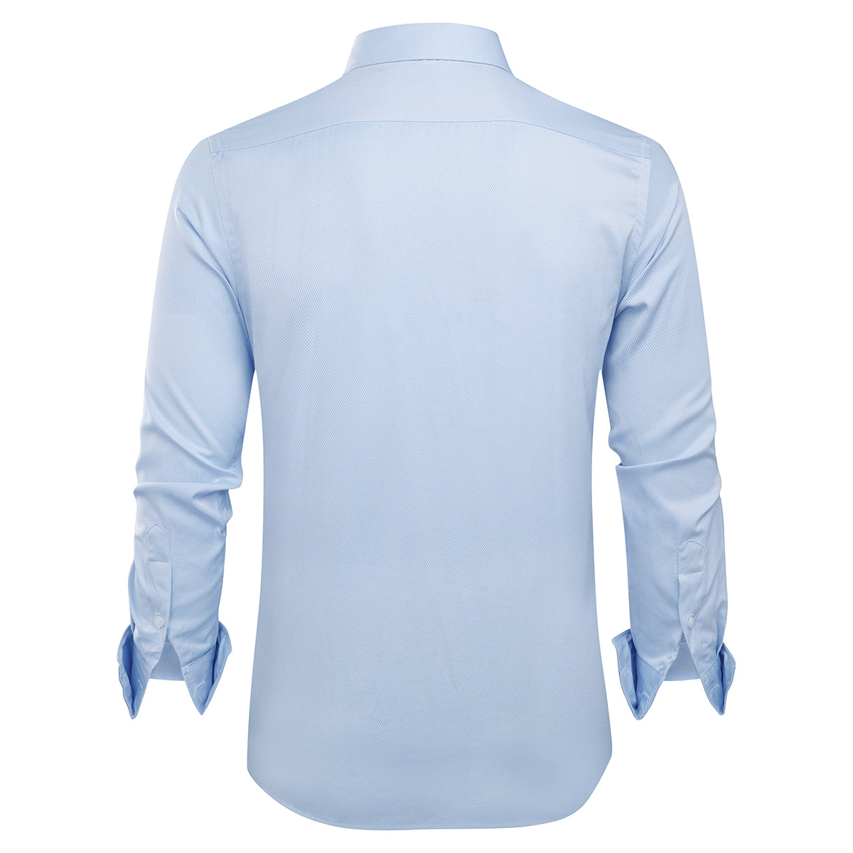 Blue # Men's slim fit button down stripe checked shirt, long sleeve point collar with two-button cuffs, soft and breathable polyester fabric, stylish blue striped casual dress shirt for business, office, dating, travel, party and wedding, isolated on white background.