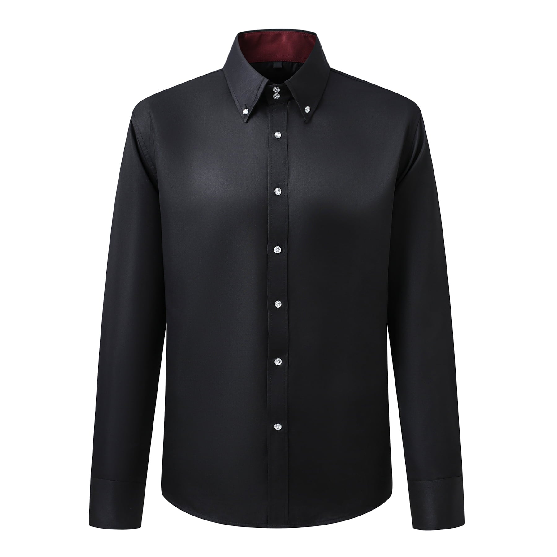 White # Men's non-iron slim fit dress shirt with button-down collar, crisp white business casual shirt for office commute, daily work, and formal events, isolated on white background.