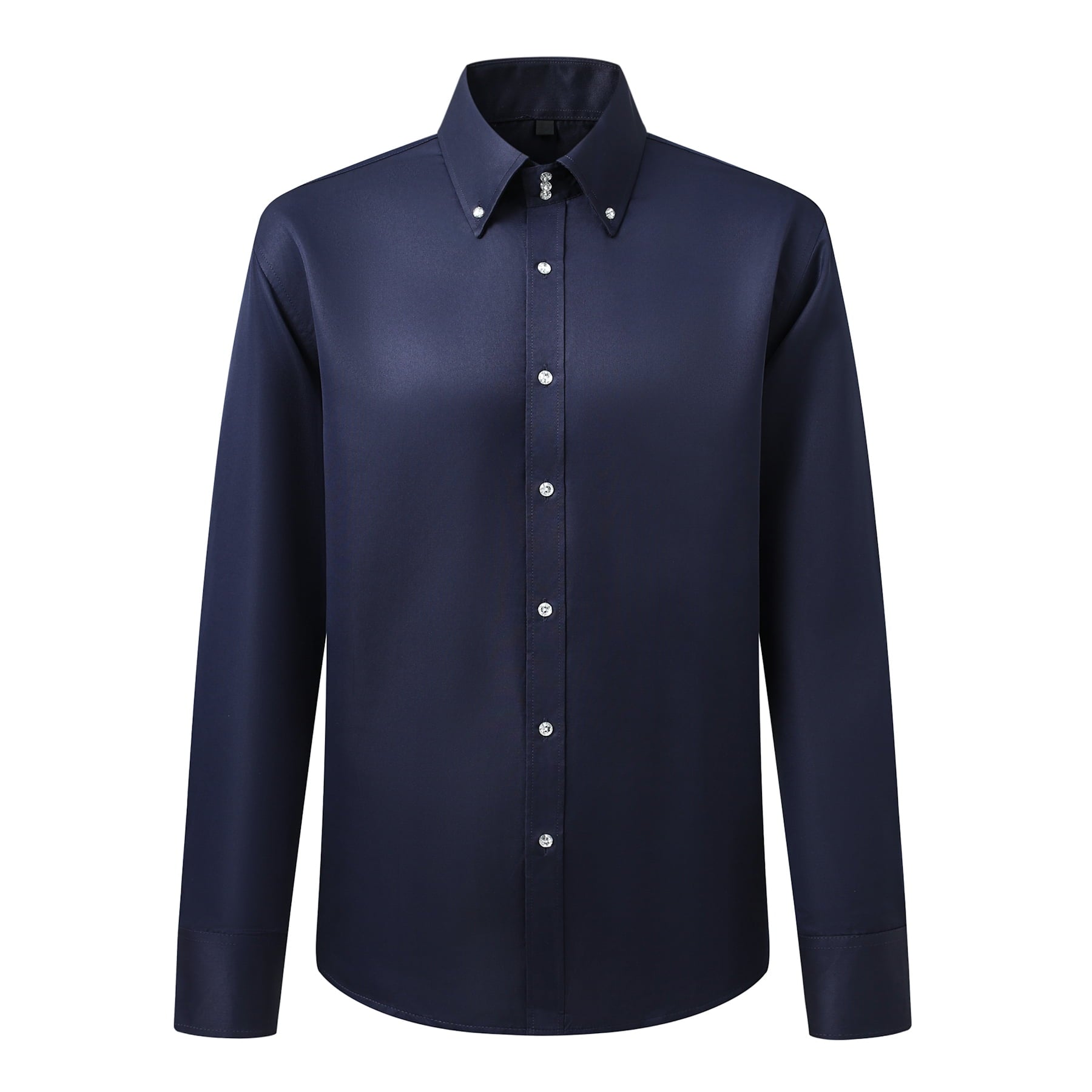 White # Men's non-iron slim fit dress shirt with button-down collar, crisp white business casual shirt for office commute, daily work, and formal events, isolated on white background.