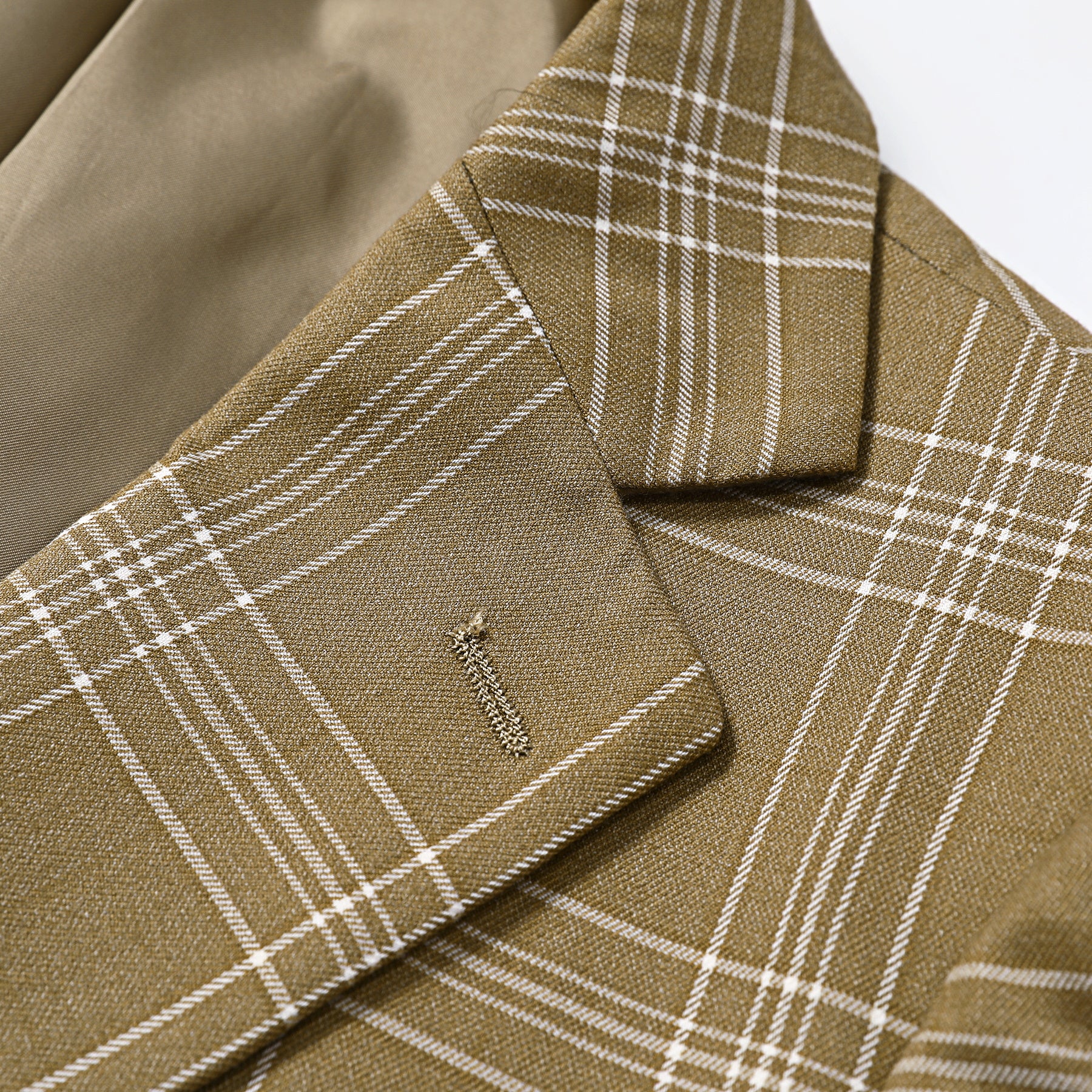 Brown Plaid # Men's slim fit plaid suit, formal checkered blazer jacket with matching trousers, vintage brown tartan two-piece set for business, wedding, prom, and daily office wear, isolated on white background.