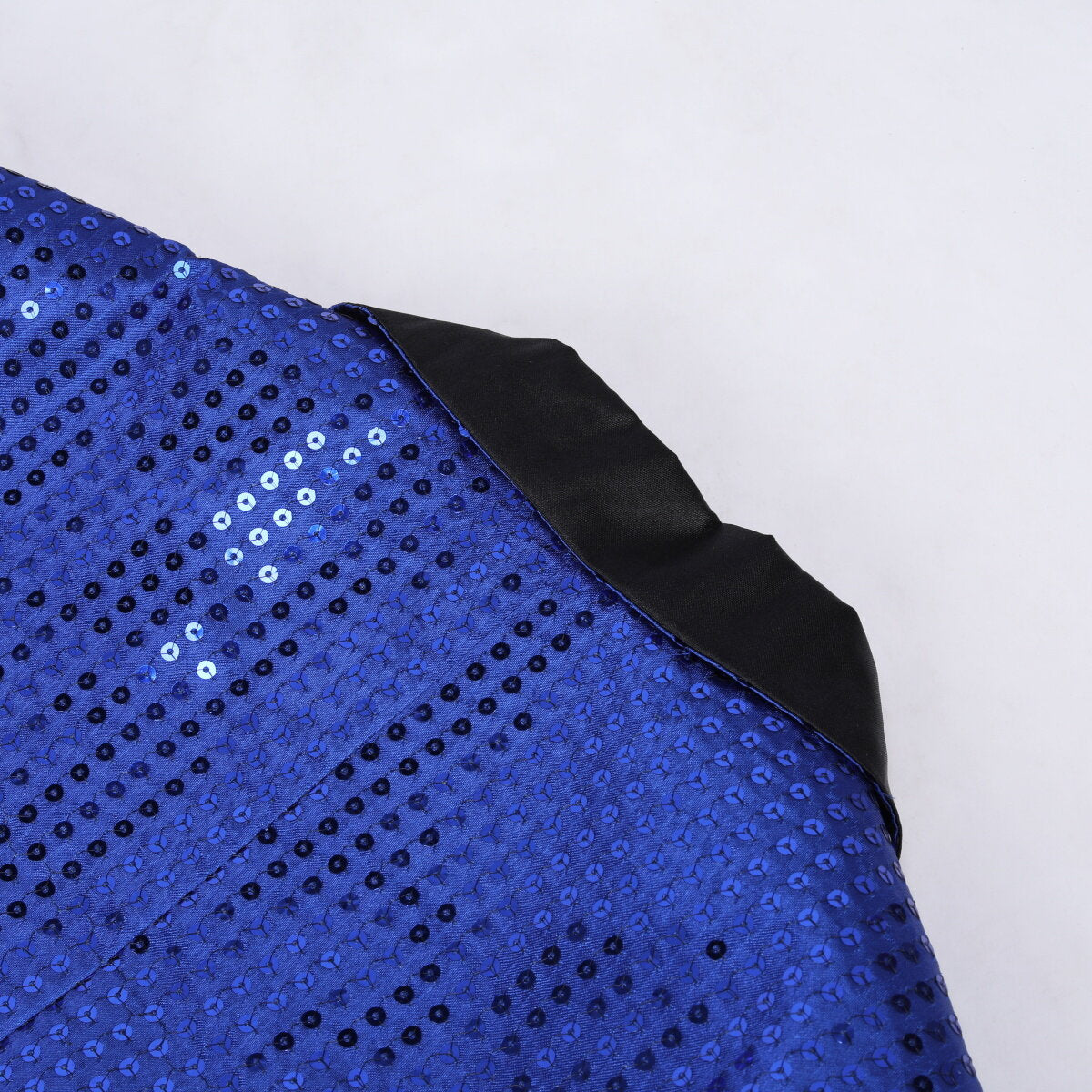 Blue # Men's slim fit sequin decorated swallowtail coat with peaked lapel and single-breasted button closure, blue sparkle tuxedo tailcoat with shining sequins for party, prom, stage performance, wedding and special events, isolated on white background.