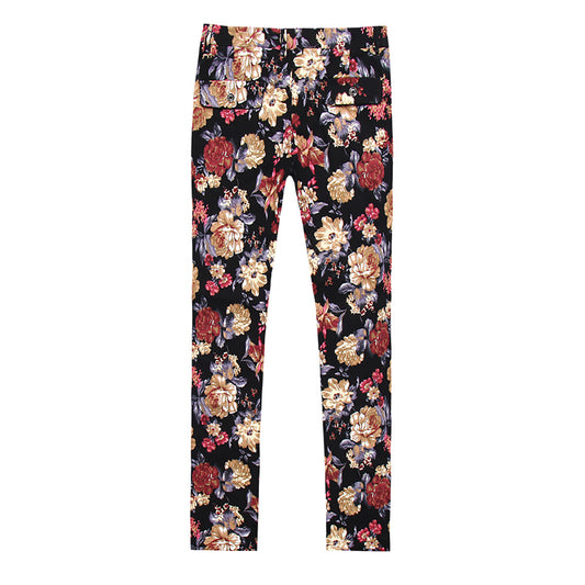 Maroon # Men's slim fit 2-piece floral print suit with notched lapel and button closure, maroon patterned formal blazer jacket with four-button cuffs and matching flat-front trousers with extended waist strap and slanted side pockets, elegant polyester viscose blend suit for wedding, business, prom and daily wear, isolated on white background.
