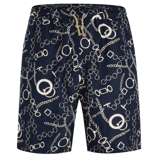 Navy # Men's slim fit 2-piece floral print suit with notched lapel and four-button cuffs, navy patterned blazer jacket with matching flat-front trousers with extended waist strap for wedding, prom, party and formal occasions, isolated on white background.