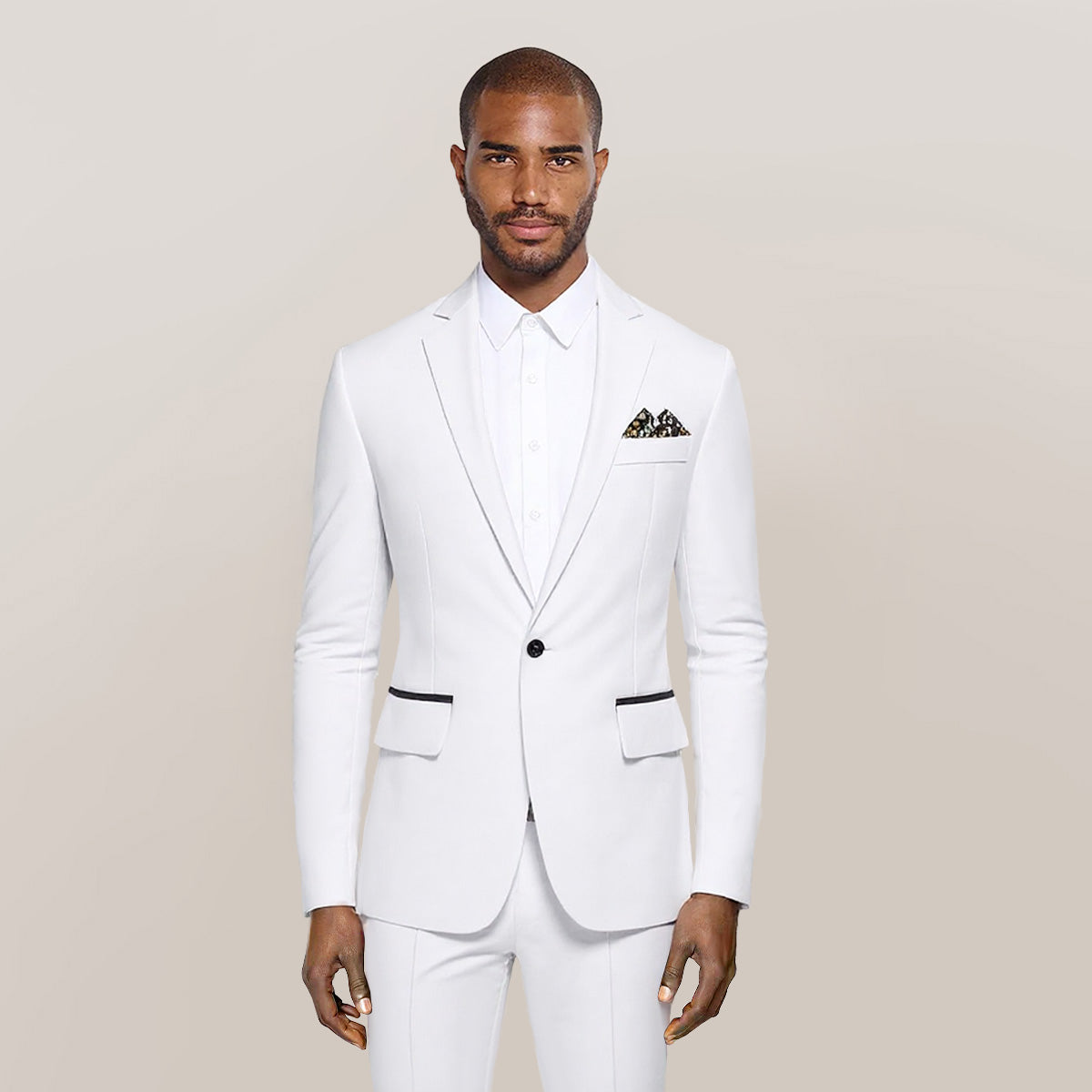 Black # Men's slim fit dragon print blazer with notched lapel and center vent, black casual sport coat with 4-button cuffs, 2 flap pockets and 1 chest pocket, lightweight polyester jacket for party, wedding, business and daily wear, isolated on white background.