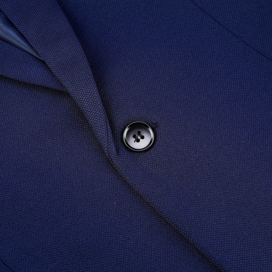 Dark Blue # Men's slim fit 1-button sport coat with notched lapel and single-breasted closure, dark blue business daily blazer with 4-button cuffs, padded shoulders, 2 side jet pockets and 1 inner pocket, lightweight breathable polyester suit jacket for business, office, wedding, prom and daily wear, isolated on white background.