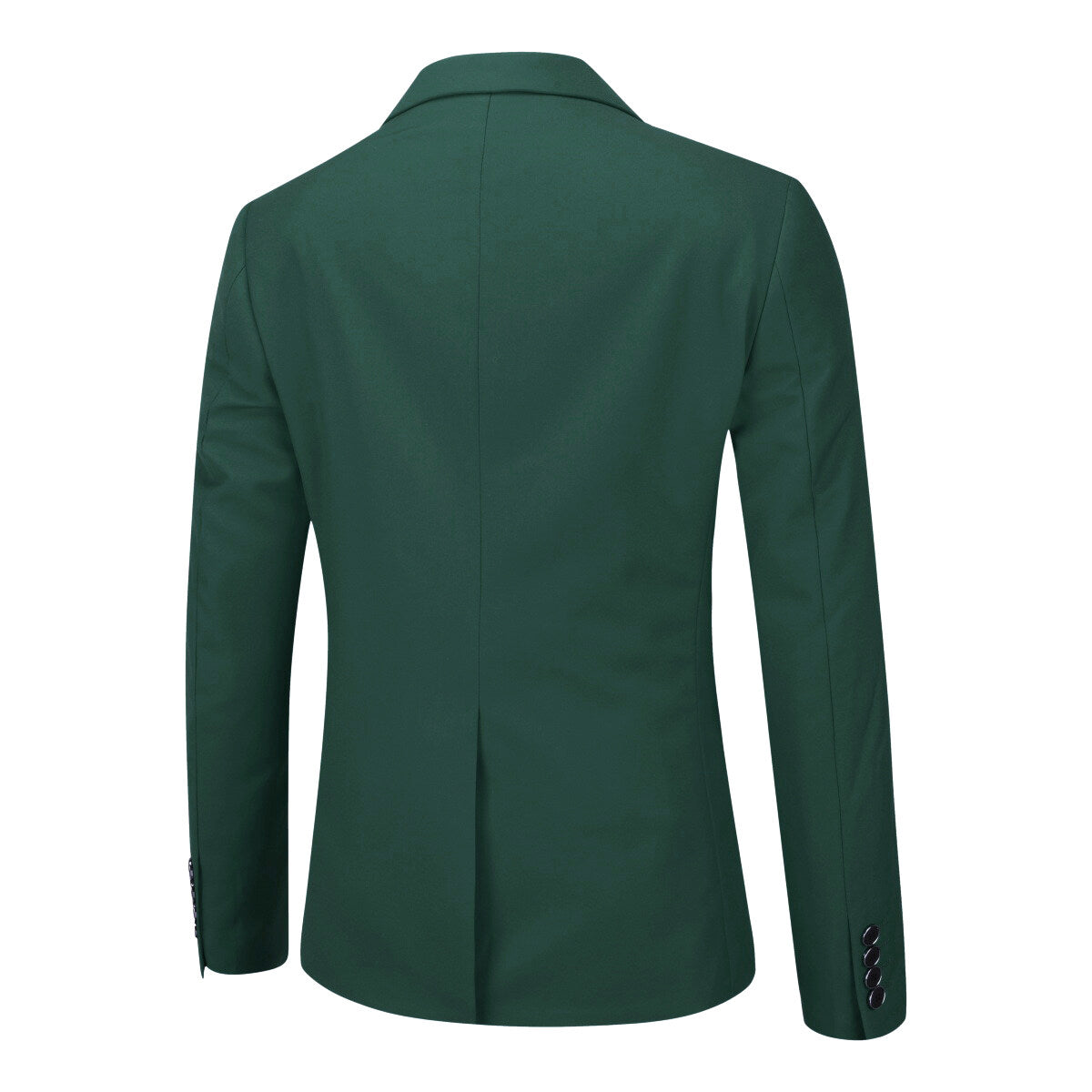 Dark Cyan # Men's slim fit 3-piece suit with one-button peaked lapel and button closure, dark cyan formal blazer jacket with matching vest and flat-front trousers with extended waist strap and slanted side pockets, classic modern polyester suit for business, wedding, office and daily wear, isolated on white background.