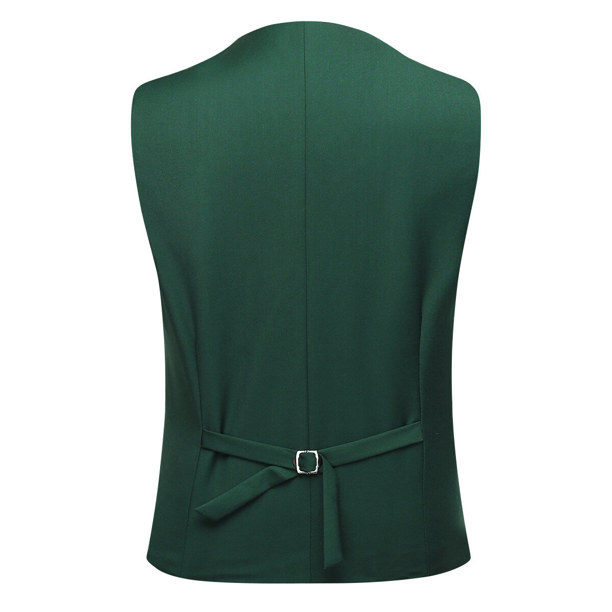 Dark Cyan # Men's slim fit 3-piece suit with one-button peaked lapel and button closure, dark cyan formal blazer jacket with matching vest and flat-front trousers with extended waist strap and slanted side pockets, classic modern polyester suit for business, wedding, office and daily wear, isolated on white background.