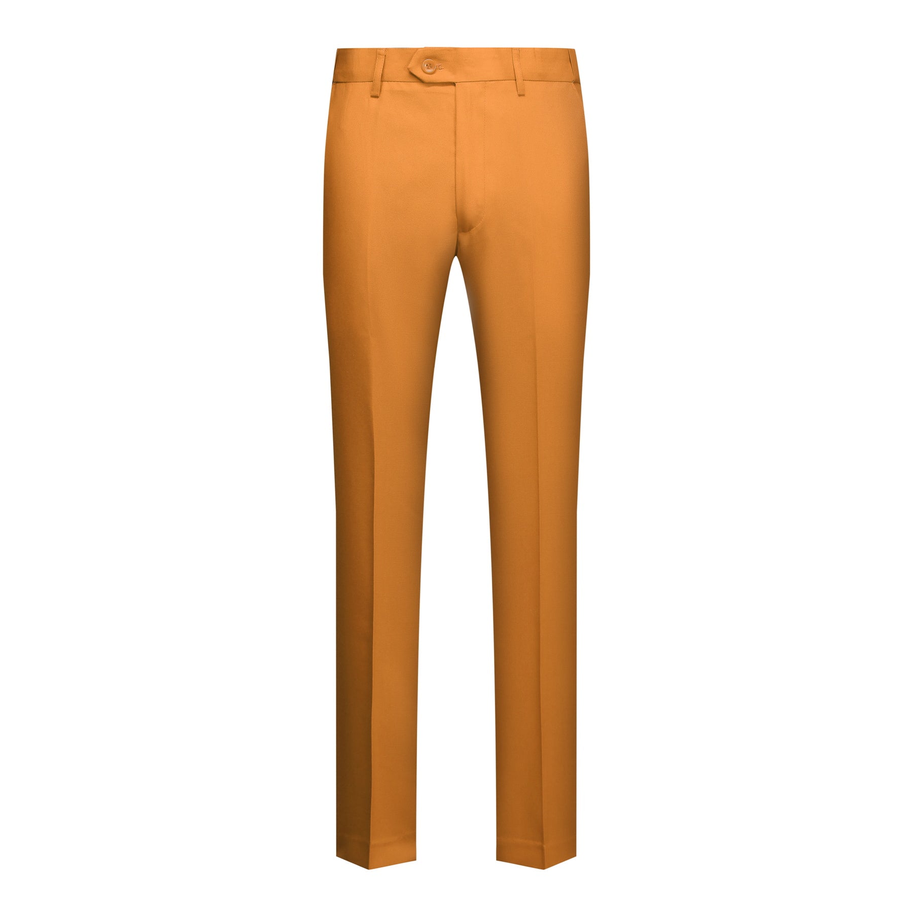 Coffee # Men's slim fit 2-piece simple designed casual suit with peaked lapel and button closure, coffee formal blazer jacket with four-button cuffs and matching flat-front trousers with extended waist strap, elegant polyester viscose blend suit for business, office, wedding and daily wear, isolated on white background.