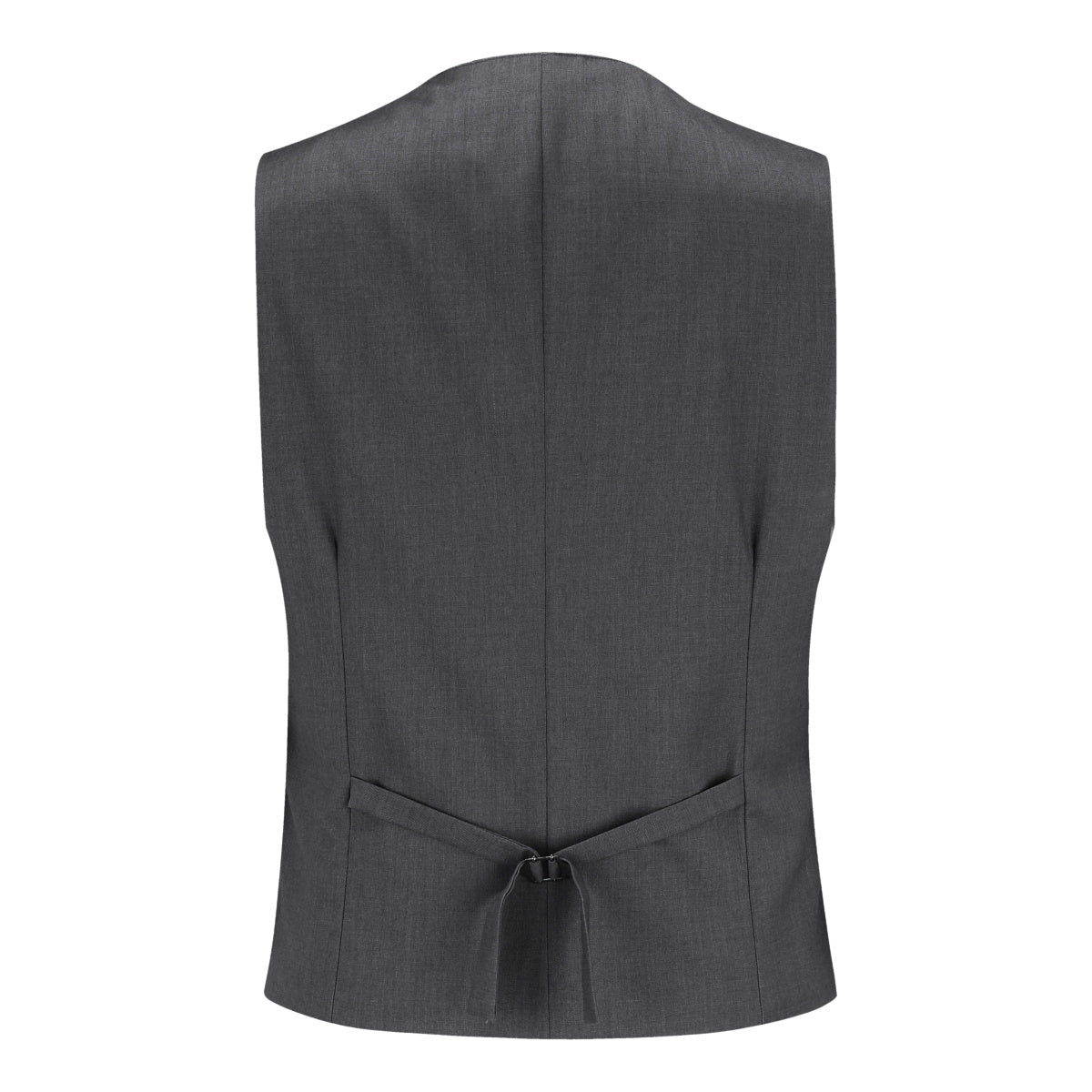 Grey # Men's notched lapel patchwork vest, slim fit lightweight waistcoat with adjustable back tie and buckle, soft breathable fabric with structured shoulders and 3D cutting for daily business, office, wedding and casual wear, isolated on white background.