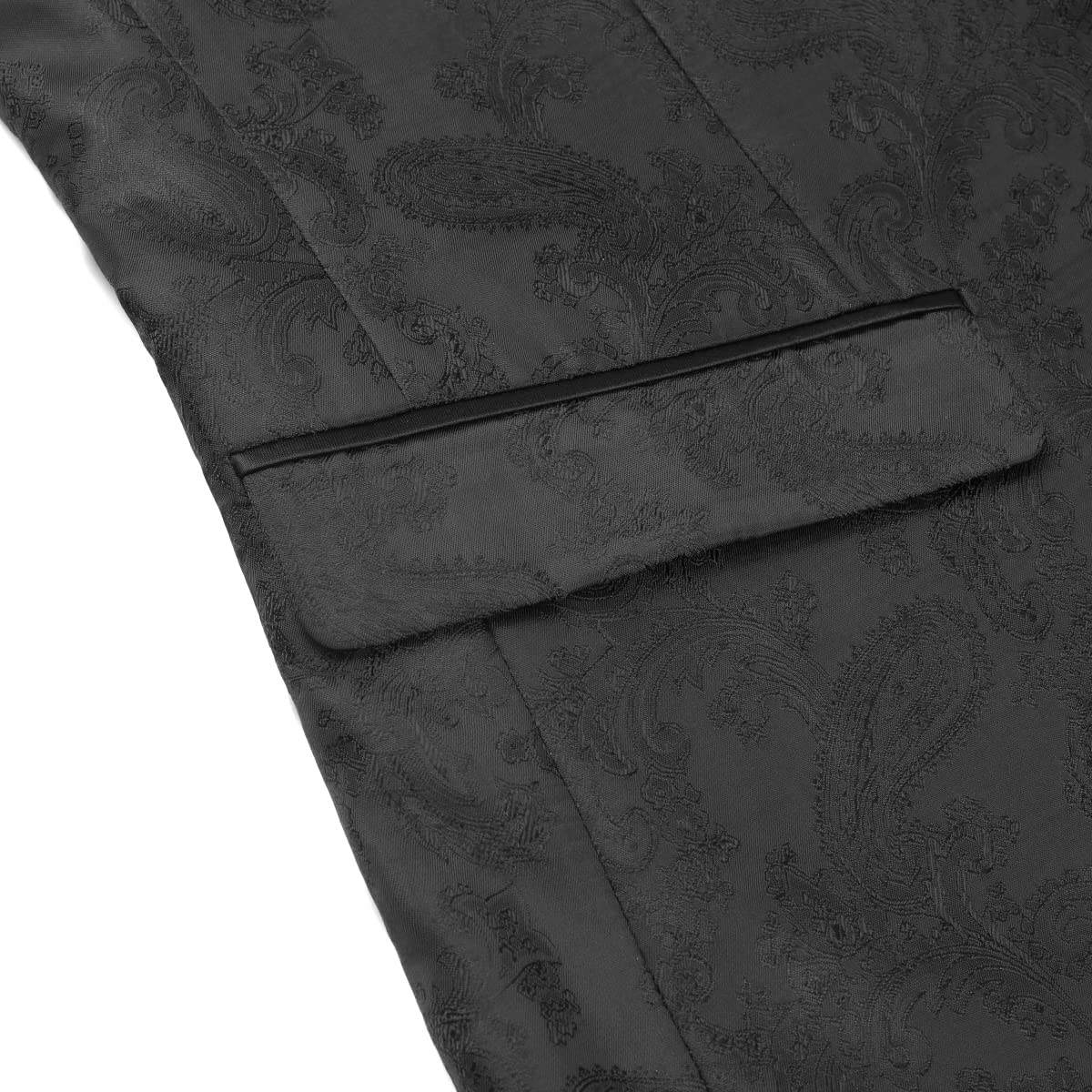 Black # Men's one-button slim fit print blazer, notched lapel single-breasted casual sport coat with fashionable random cutting printed pattern, soft and breathable polyester viscose blend jacket for party, prom, banquet, stage performance and special occasions, isolated on white background.