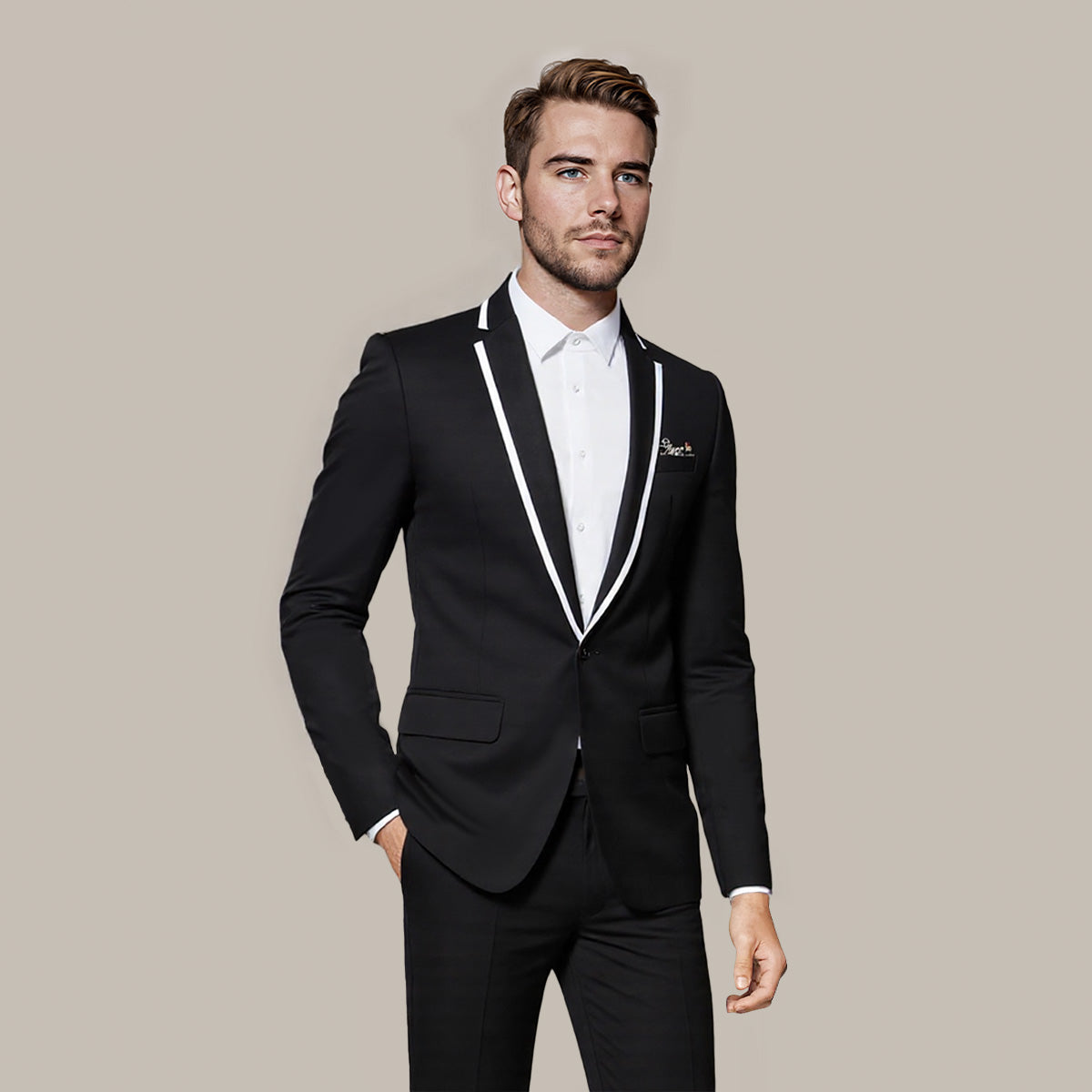 Black # Men's one button solid color casual blazer, classic slim fit single breasted suit jacket for business meetings, daily office wear and formal events, isolated on white background.