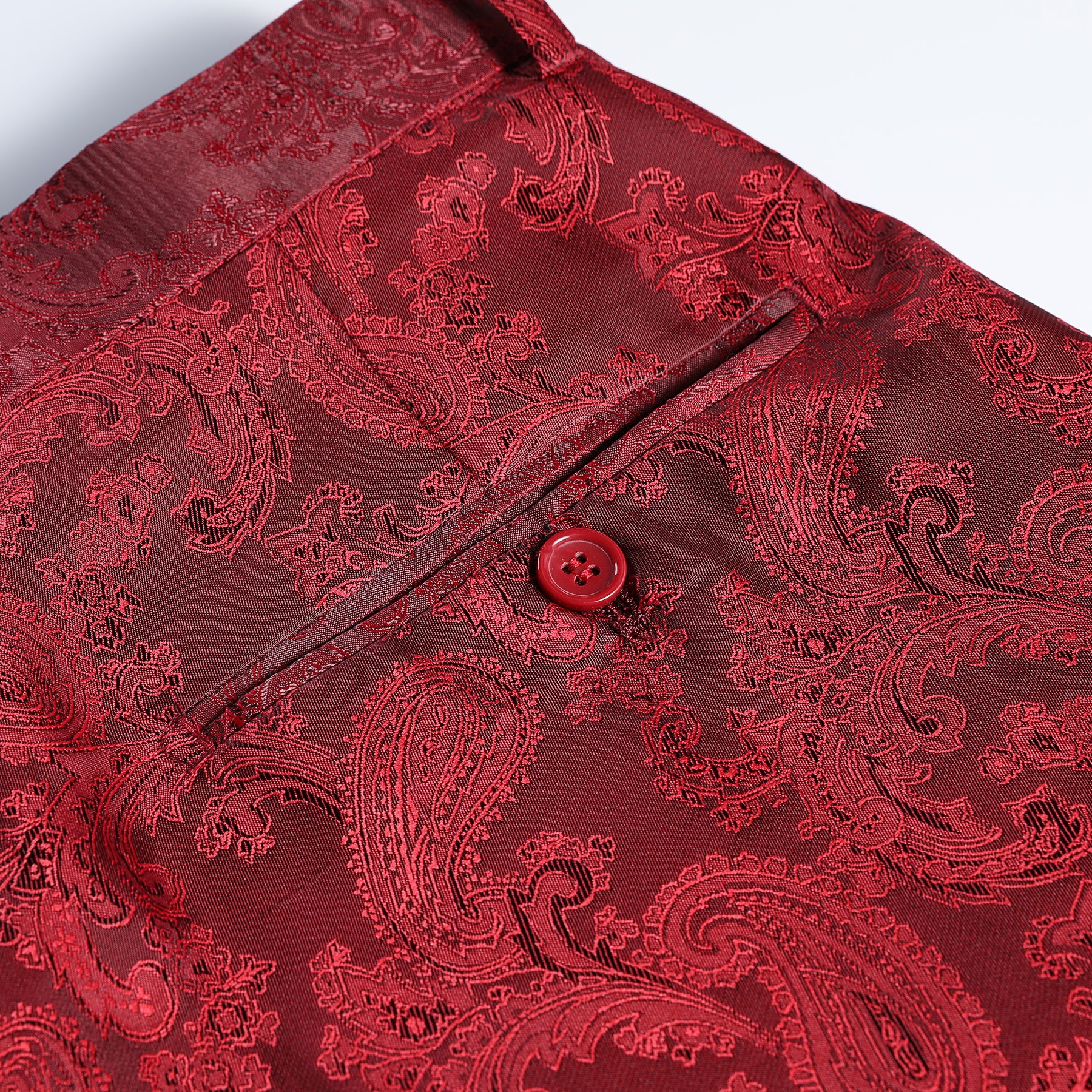 Wine Red # Men's palace dark texture slim fit trousers with diagonal front pockets and elegant button closure, smooth cotton blend formal pants with unique waistband design for business, office, wedding and daily wear, isolated on white background.