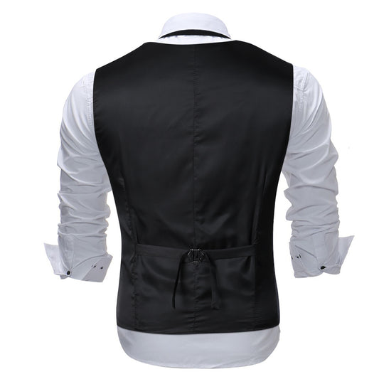 Maroon # Men's slim fit single breasted printed vest with v-neck and 3-button satin collar closure, sleeveless maroon waistcoat with adjustable back belt and fully lined interior, floral print polyester viscose blend vest for business, wedding, prom, banquet and daily wear, isolated on white background.