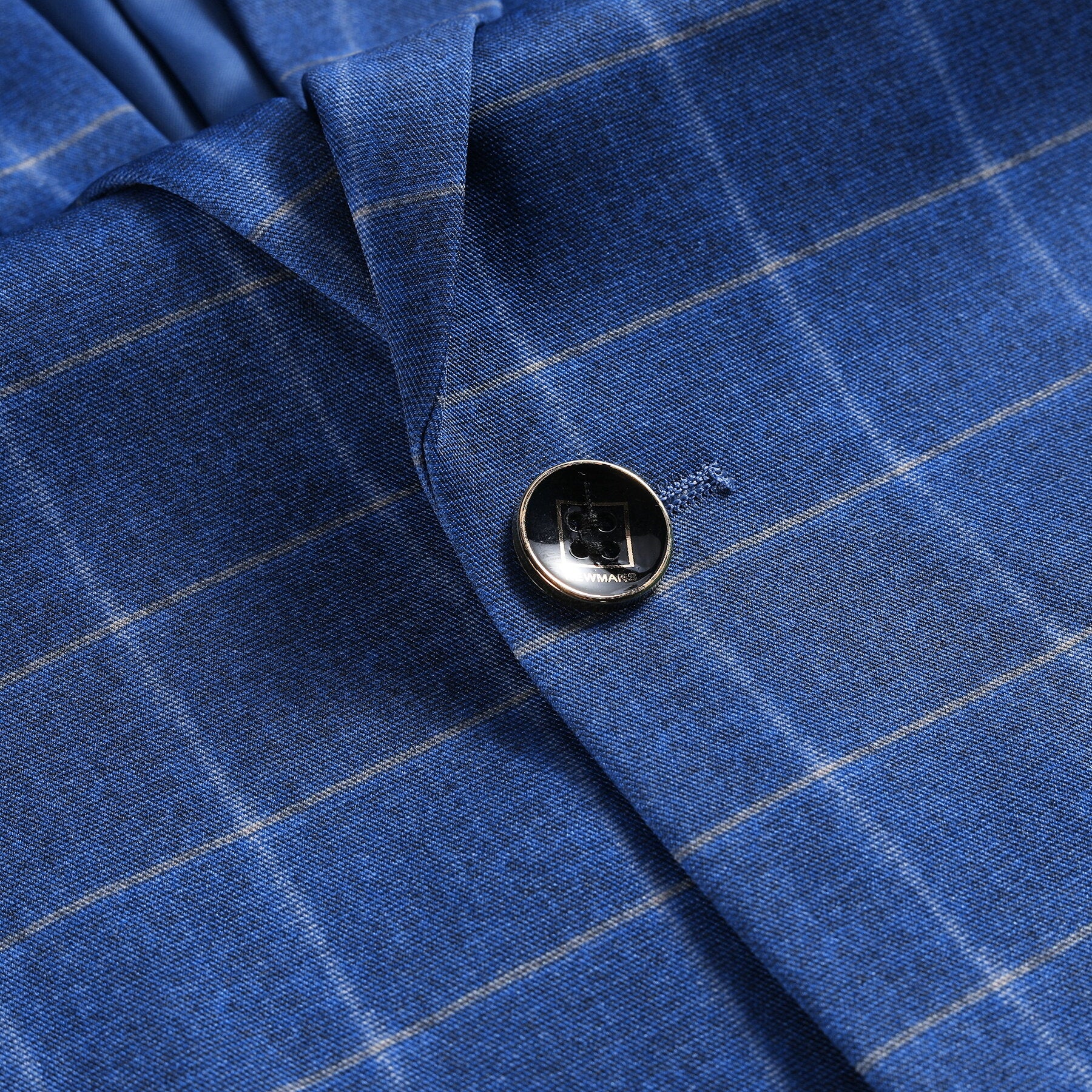 Royal Blue # Men's slim fit 3-piece royal blue plaid modern suit with peaked lapel and button closure, stylish blue checkered formal blazer jacket with matching vest and flat-front trousers with extended waist strap for business, wedding, prom and daily wear, isolated on white background.