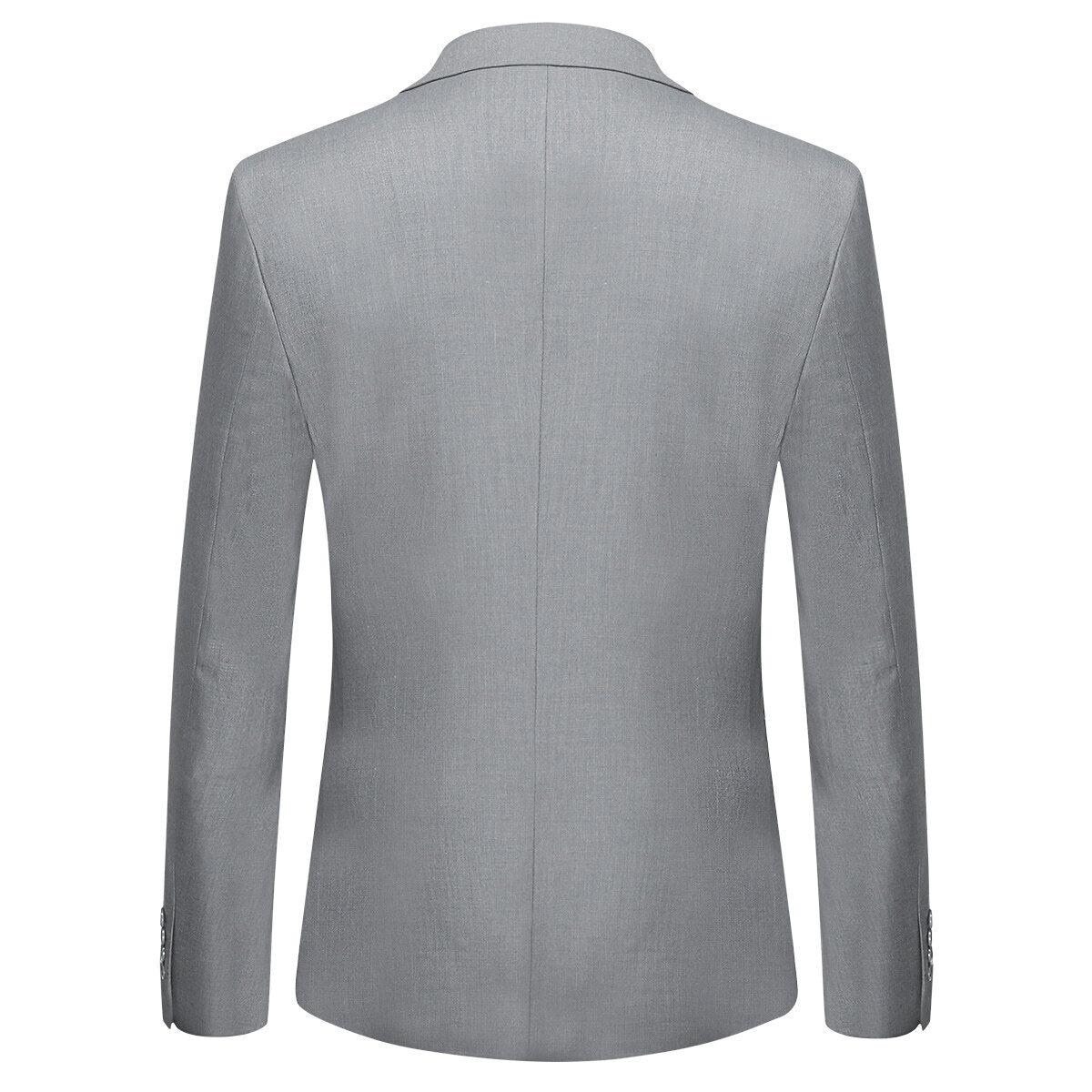 Light Grey # Men's one-button casual blazer with flat collar and single-breasted closure, stylish light grey sport coat jacket with premium polyester viscose blend fabric and环保 buttons for daily business, office, wedding and party wear, isolated on white background.