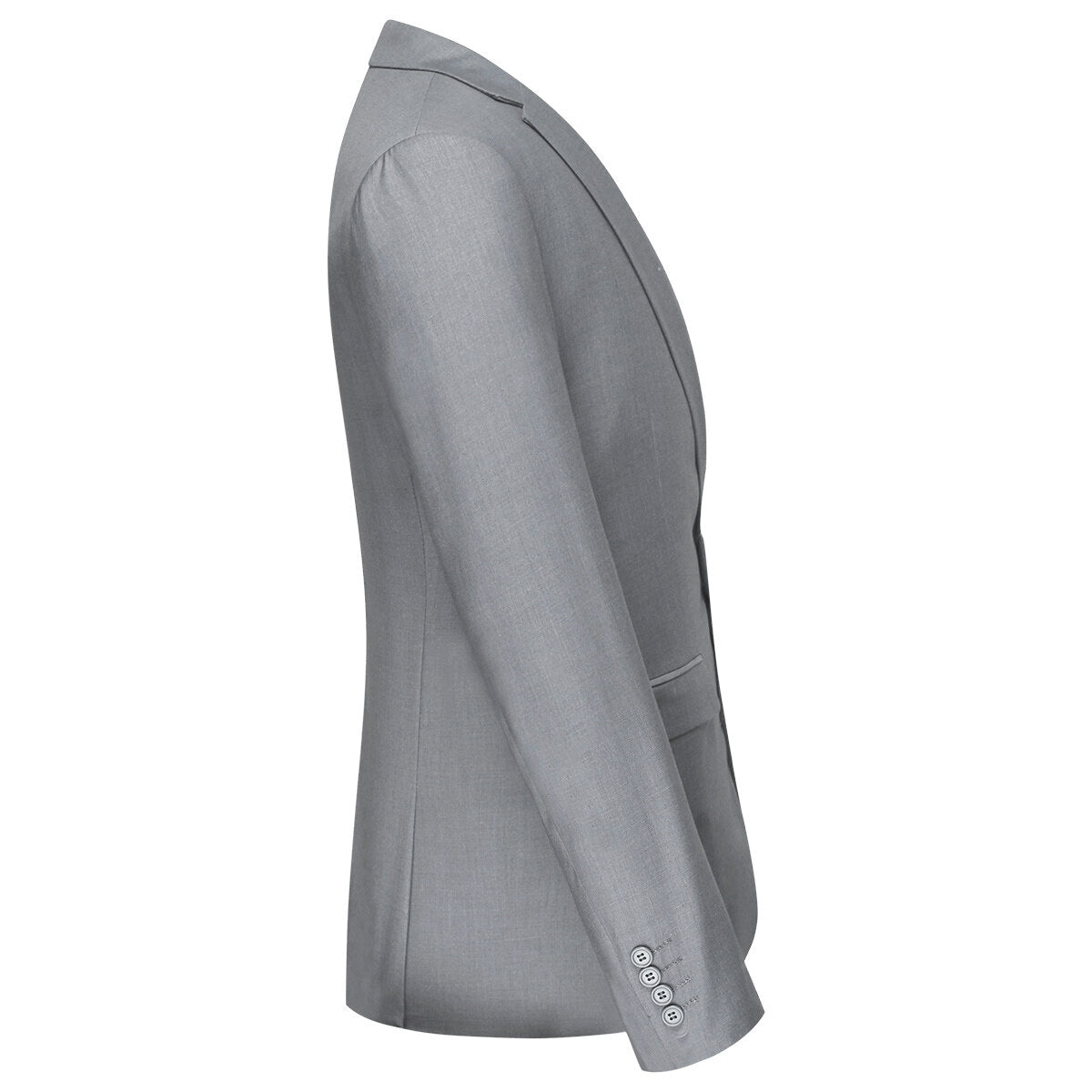 Light Grey # Men's one-button casual blazer with flat collar and single-breasted closure, stylish light grey sport coat jacket with premium polyester viscose blend fabric and环保 buttons for daily business, office, wedding and party wear, isolated on white background.