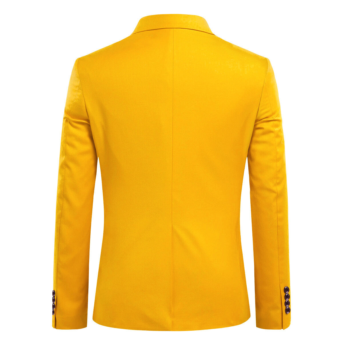 Yellow # Men's one-button casual blazer with flat collar and single-breasted closure, stylish yellow sport coat jacket with premium polyester viscose blend fabric for daily business, office, wedding and party wear, isolated on white background.