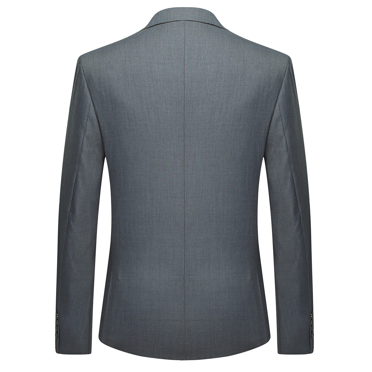 Dark Grey # Men's slim fit one-button casual blazer with notched lapel and side vents, dark grey business sport coat with four-button cuffs and fully lined interior, premium polyester viscose blend jacket for office, business, wedding and daily wear, isolated on white background.