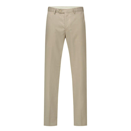 Beige # Men's slim fit 2-piece suit with peaked lapel and two-button closure, solid beige formal blazer jacket with matching flat-front trousers, classic elegant business wear for office, wedding, prom and daily events, isolated on white background.