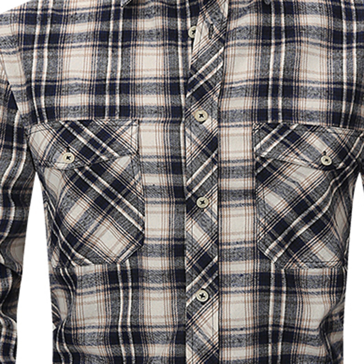 Men's Lapel Paid Long-sleeved Shirt Green and Black