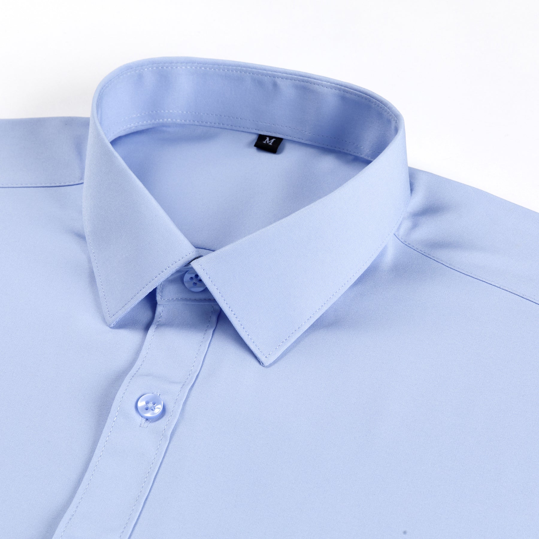 Men's Solid Square Neck Fitted Business Long-Sleeved Shirt Pink