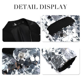 Men's Sequined Single-Button Jacket Silver