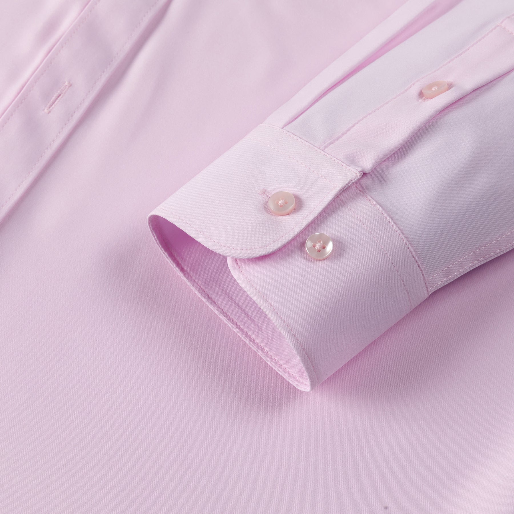 Men's Solid Square Neck Fitted Business Long-Sleeved Shirt Pink