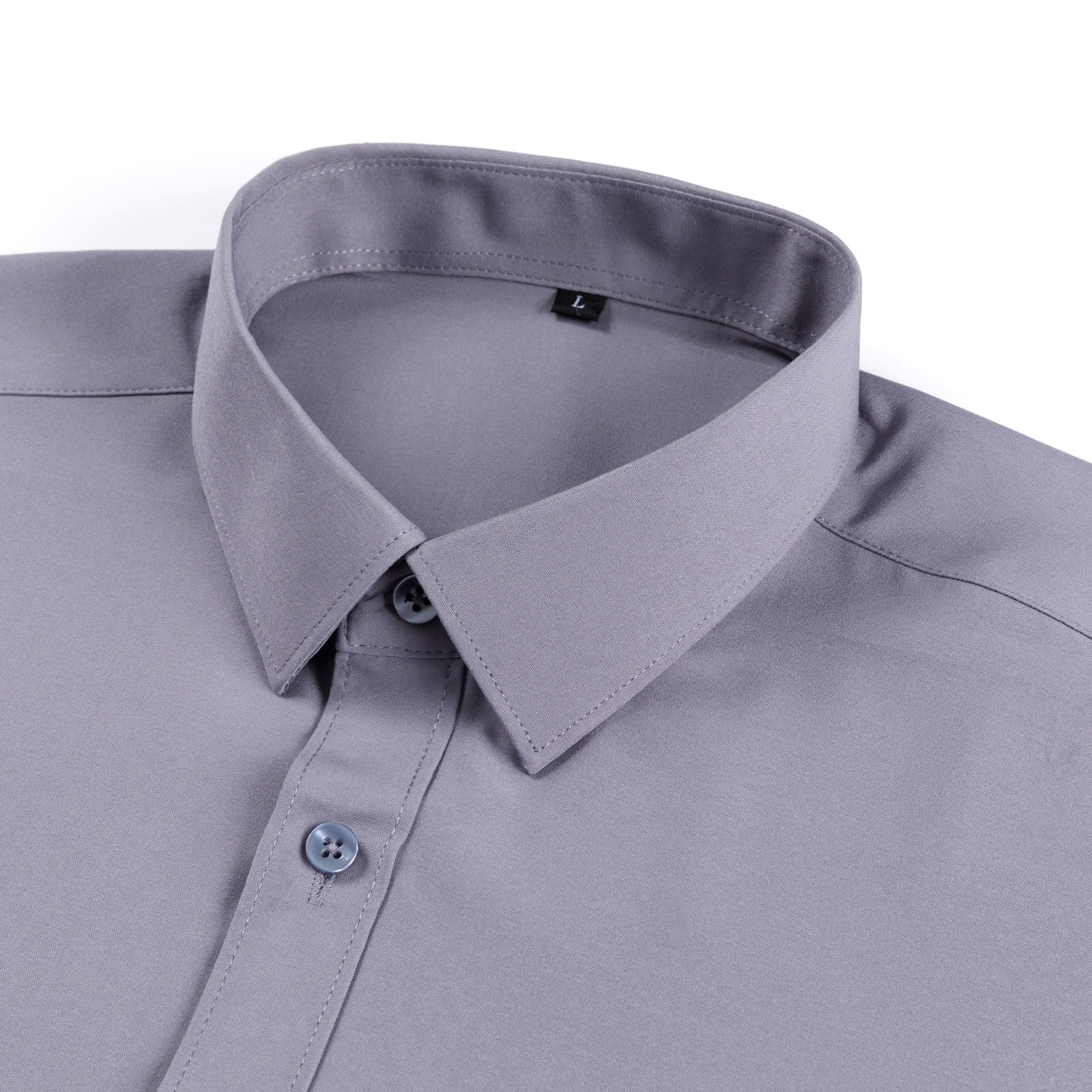 Men's Solid Square Neck Fitted Business Long-Sleeved Shirt Pink