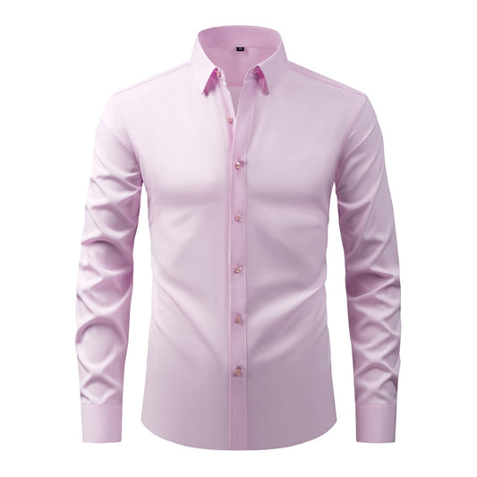 Men's Solid Square Neck Fitted Business Long-Sleeved Shirt WHOLESALE - Cloudstyle