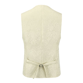 3-Piece Paisley Light Khaki Suit Shawl Collar Suit
