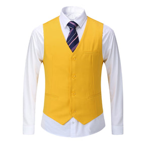 Mens 3 Piece Dress Suit Formal Casual Tux Vest Trousers Orange