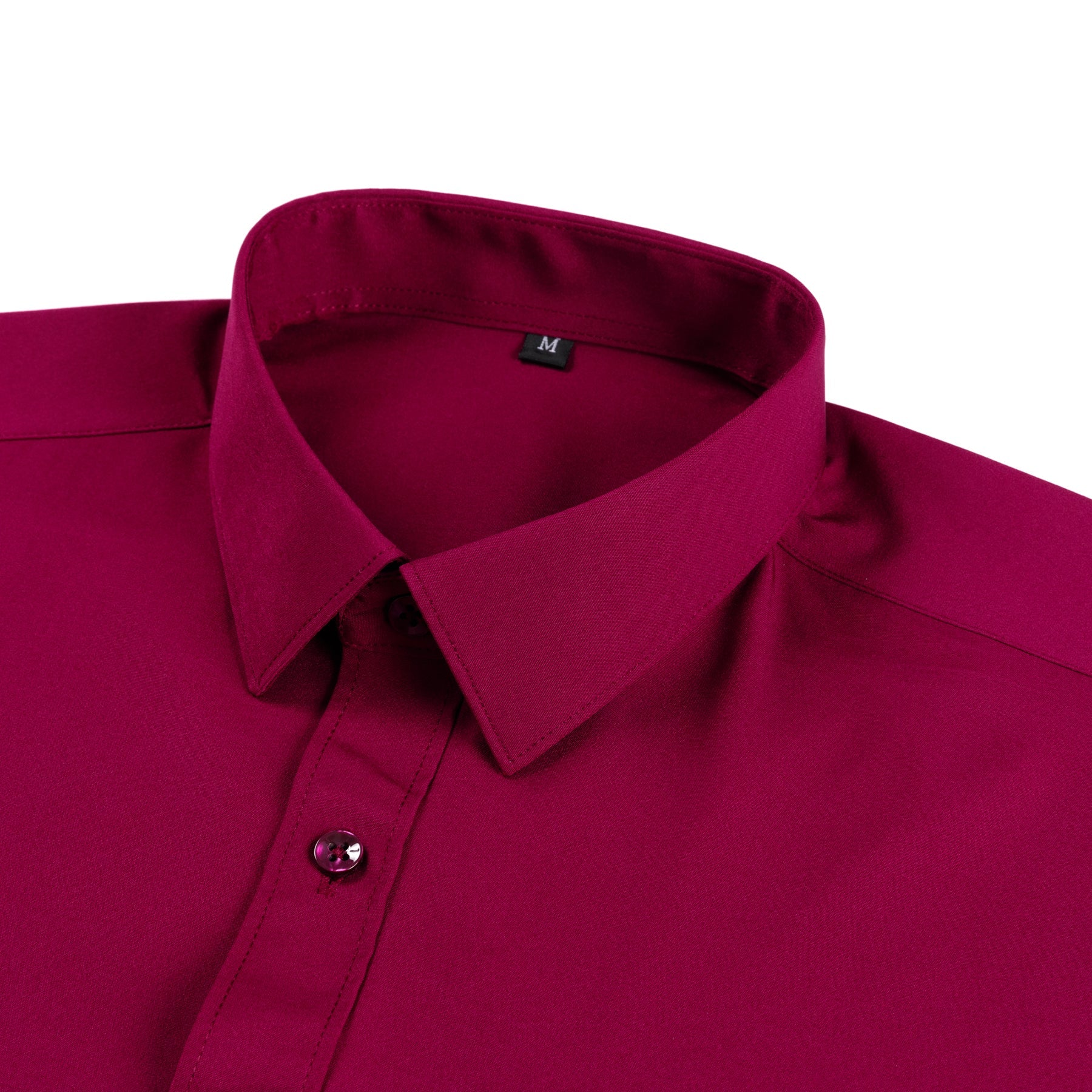 Men's Solid Square Neck Fitted Business Long-Sleeved Shirt Pink