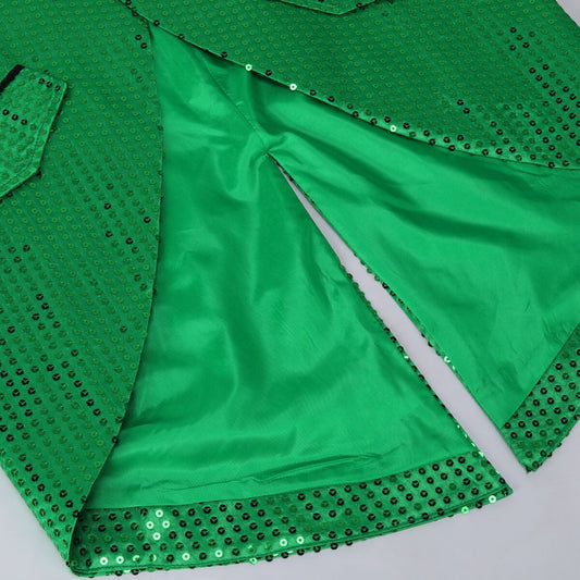 Green Sequin Decorated Swallowtail Coat - Cloudstyle