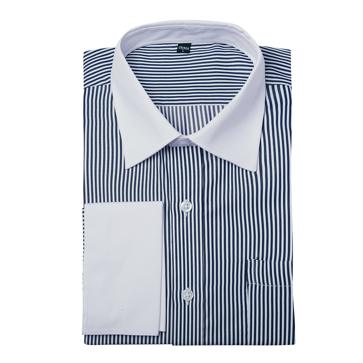 Men's Dress Shirt Slim Fit Button Down Stripe Checked Shirt Black - Cloudstyle