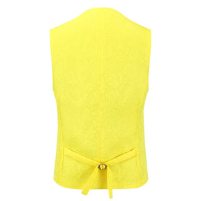 3-Piece Paisley Yellow Suit Shawl Collar Suit