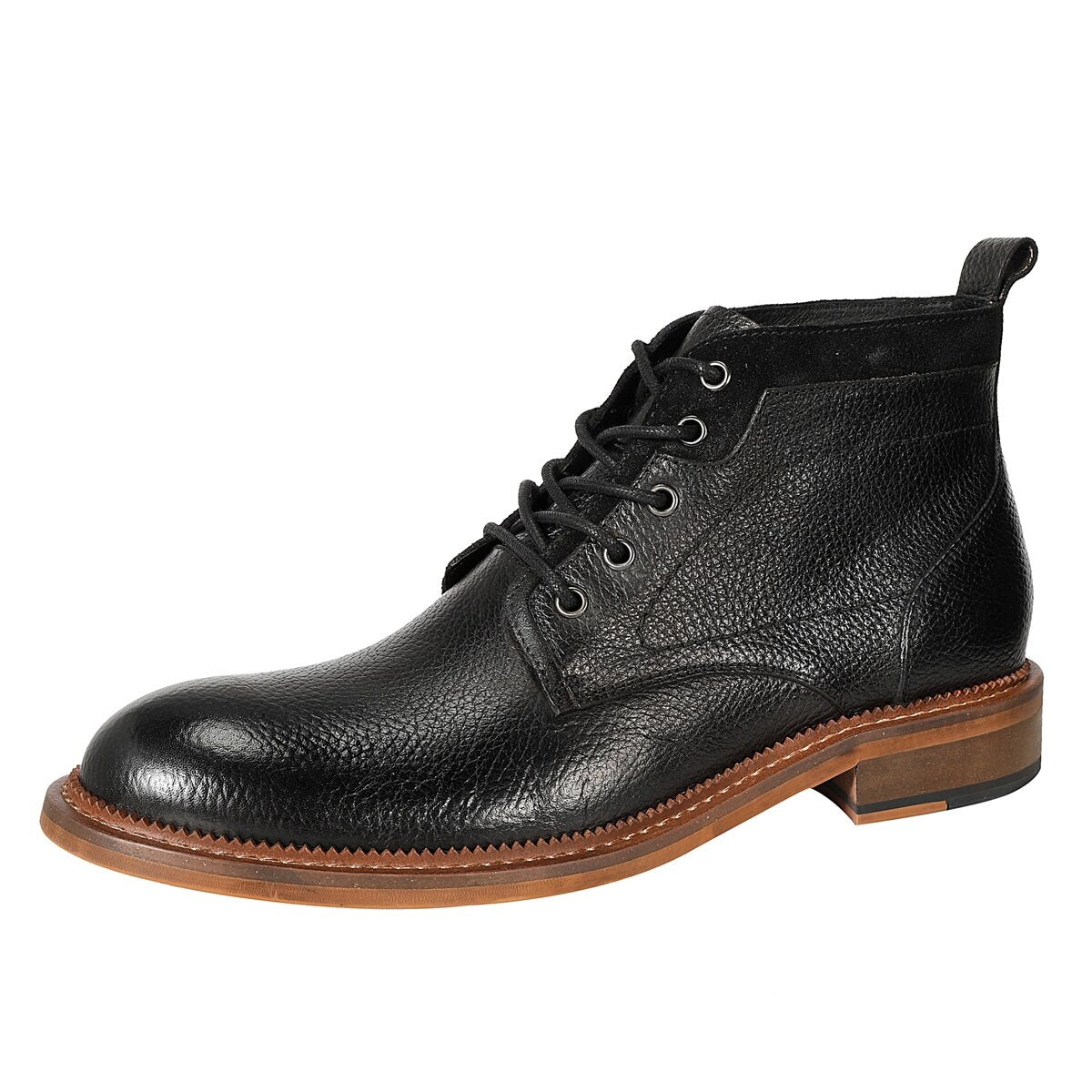 Men's Round-Toe High-Top Polo Boots in Black
