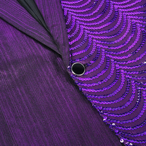 Purple Slim Fit Half-Sequin Blazer