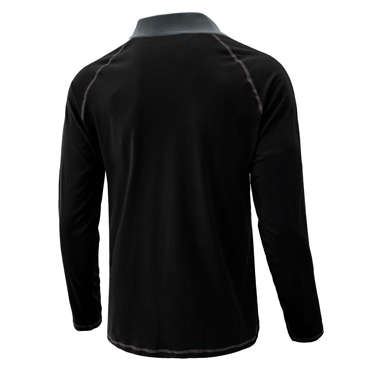 Men's Contrasting Long Sleeve Polo Collar T-Shirt Black