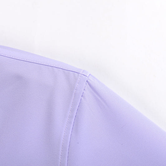 Men's Solid Square Neck Fitted Business Long-Sleeved Shirt WHOLESALE - Cloudstyle
