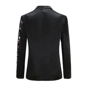 Men's Gold Sequins Floral Suit Party Dinner Prom Slim Fit Blazer