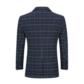 Three Piece Slim Fit Vintage Plaid Black Suit