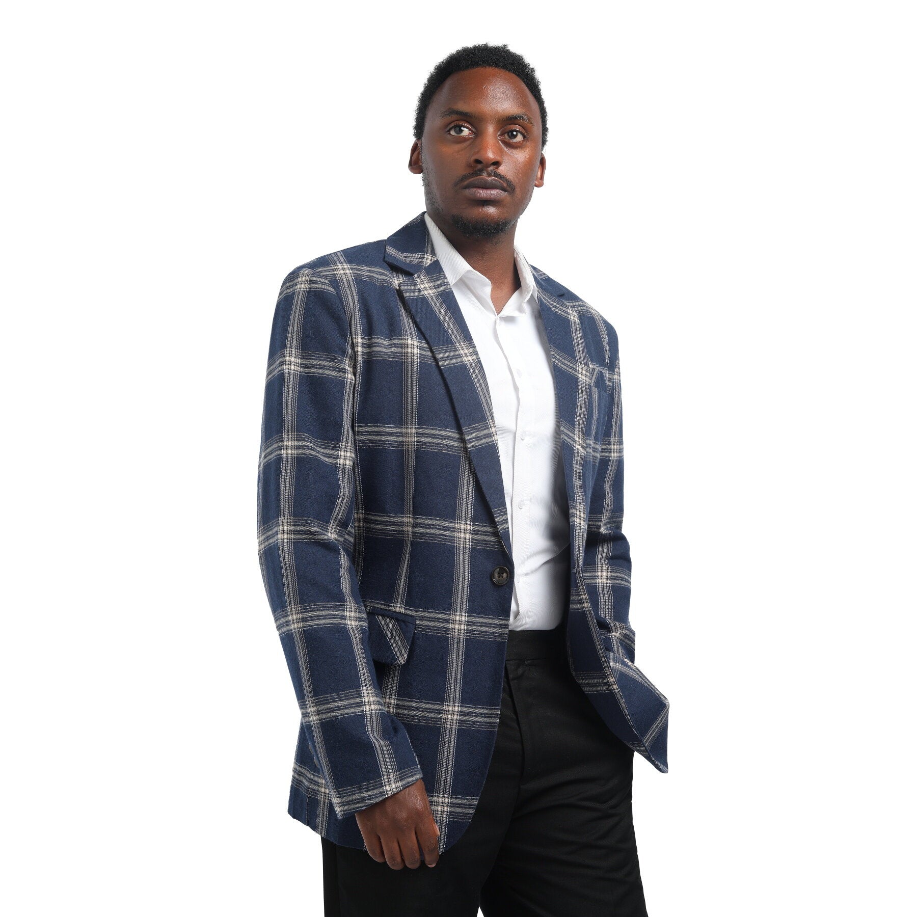 Men's Casual Suit Blazer Jackets Lightweight One Button Coats Plaid Blazer